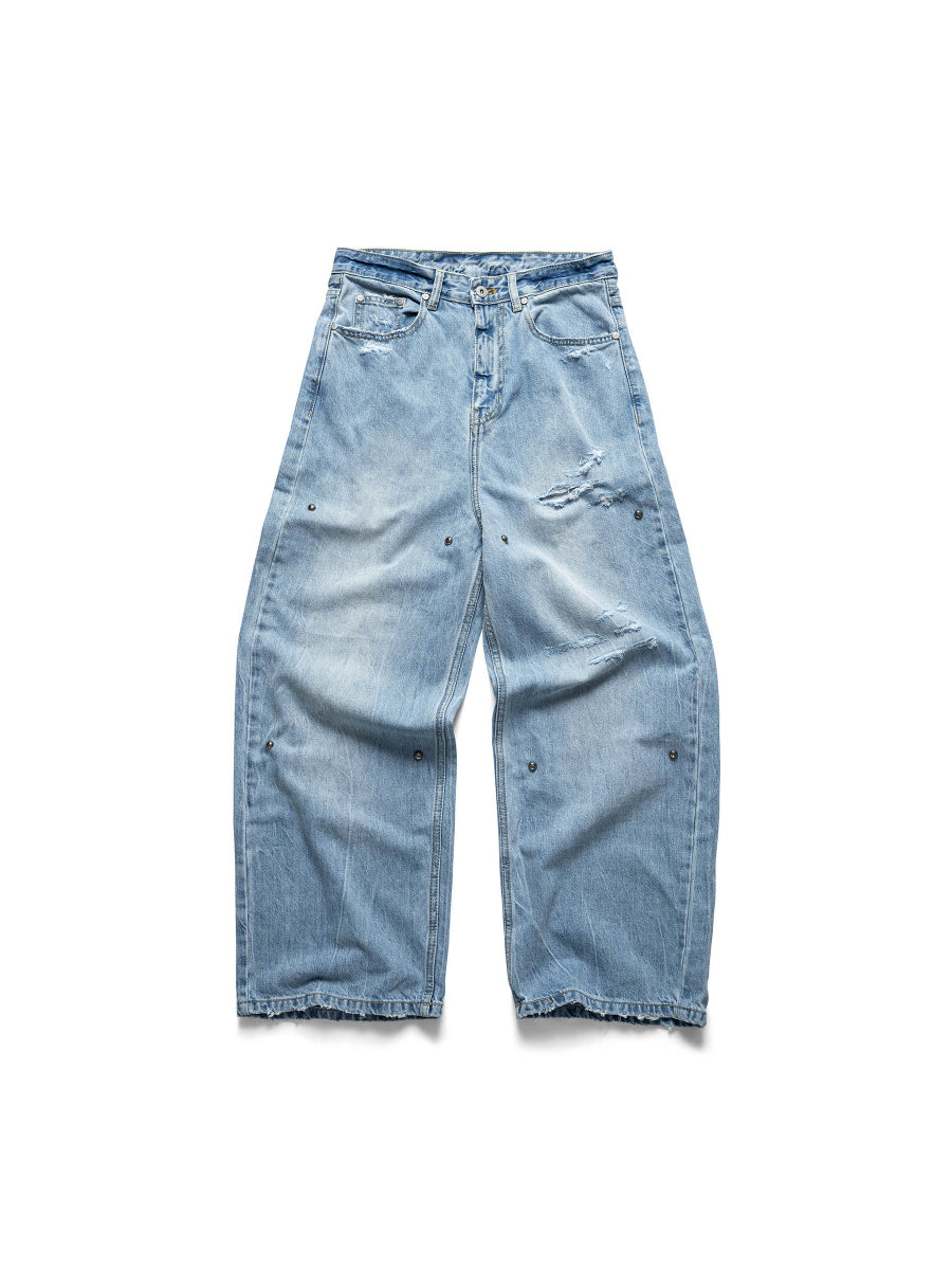 DISTRESSED BAGGY DENIM PANTS