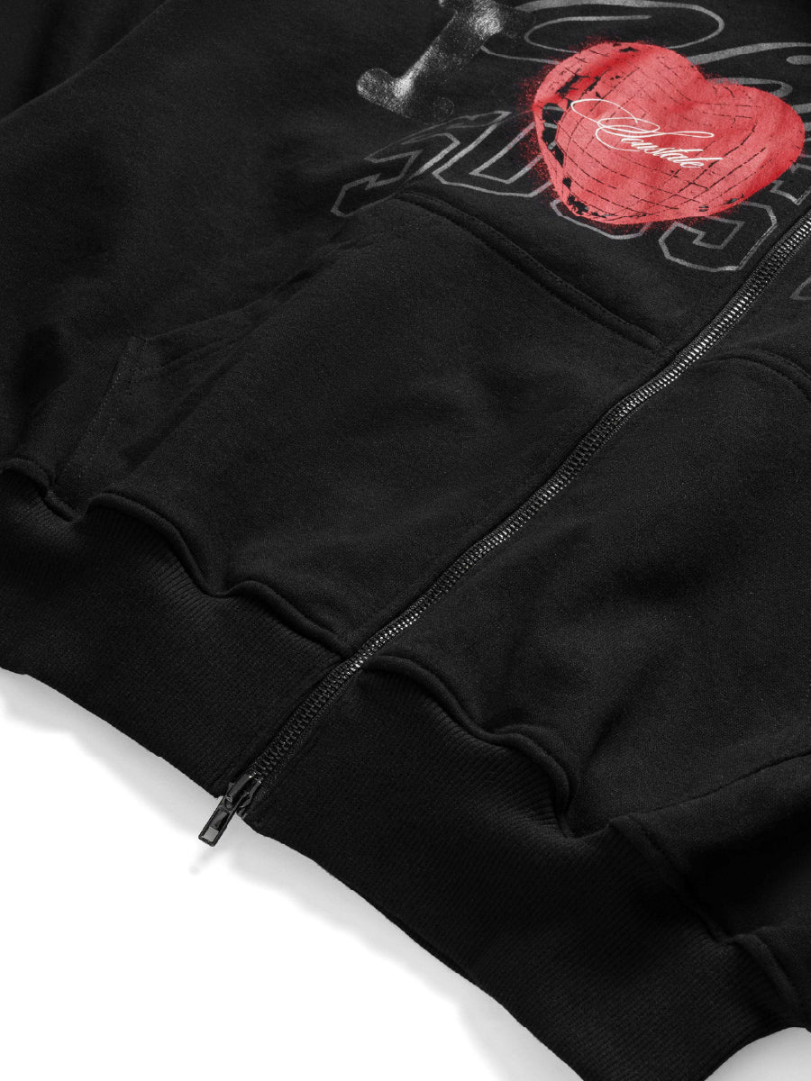 I LOVE ME BOXY ZIP-UP HOODIE
