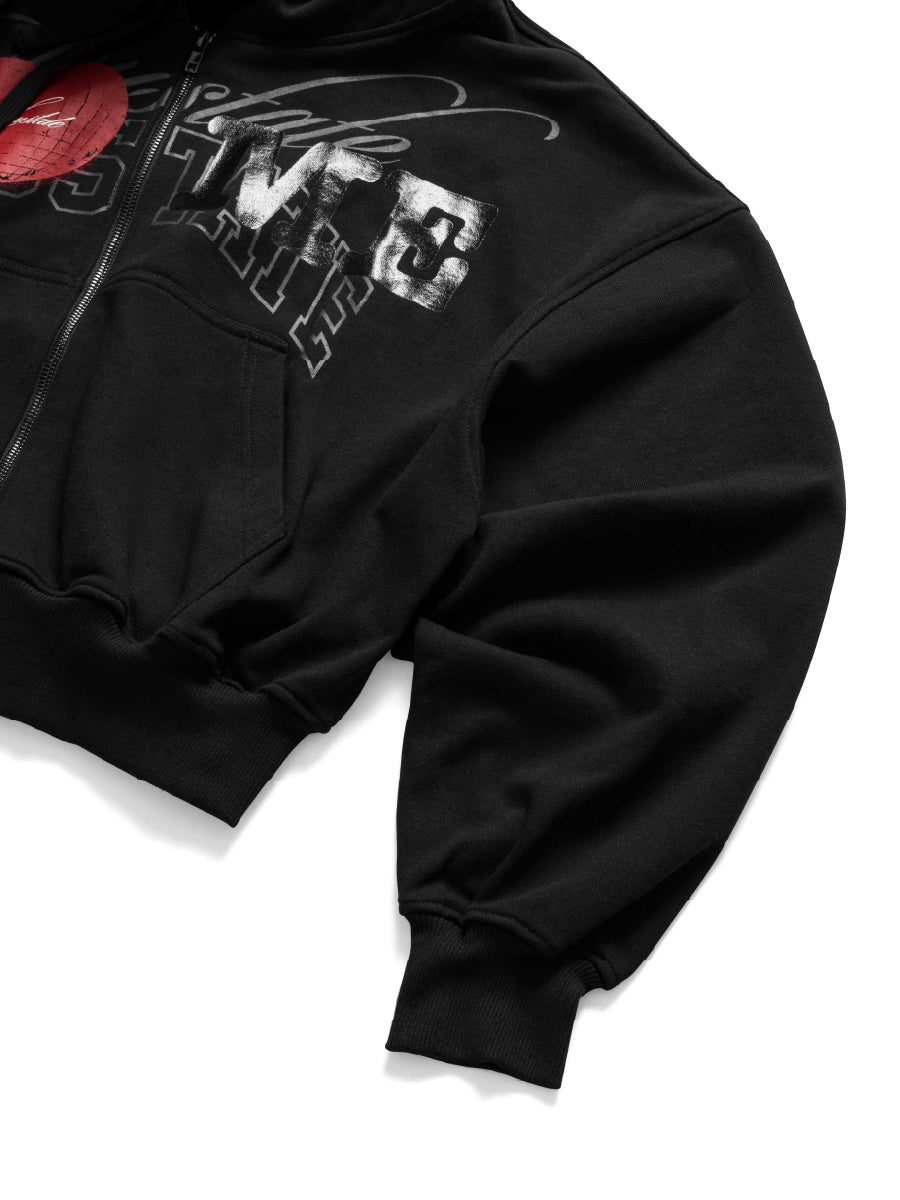 I LOVE ME BOXY ZIP-UP HOODIE