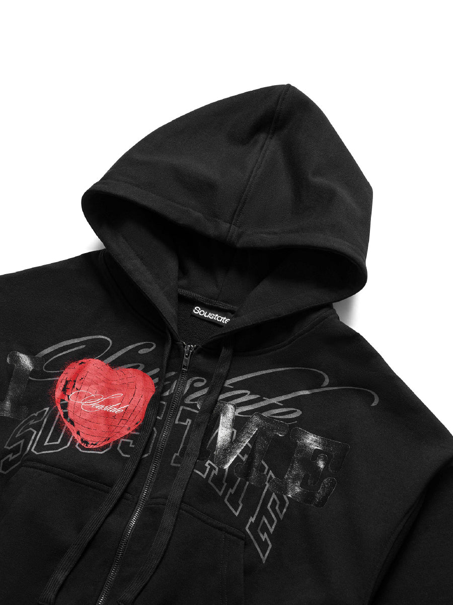 I LOVE ME BOXY ZIP-UP HOODIE