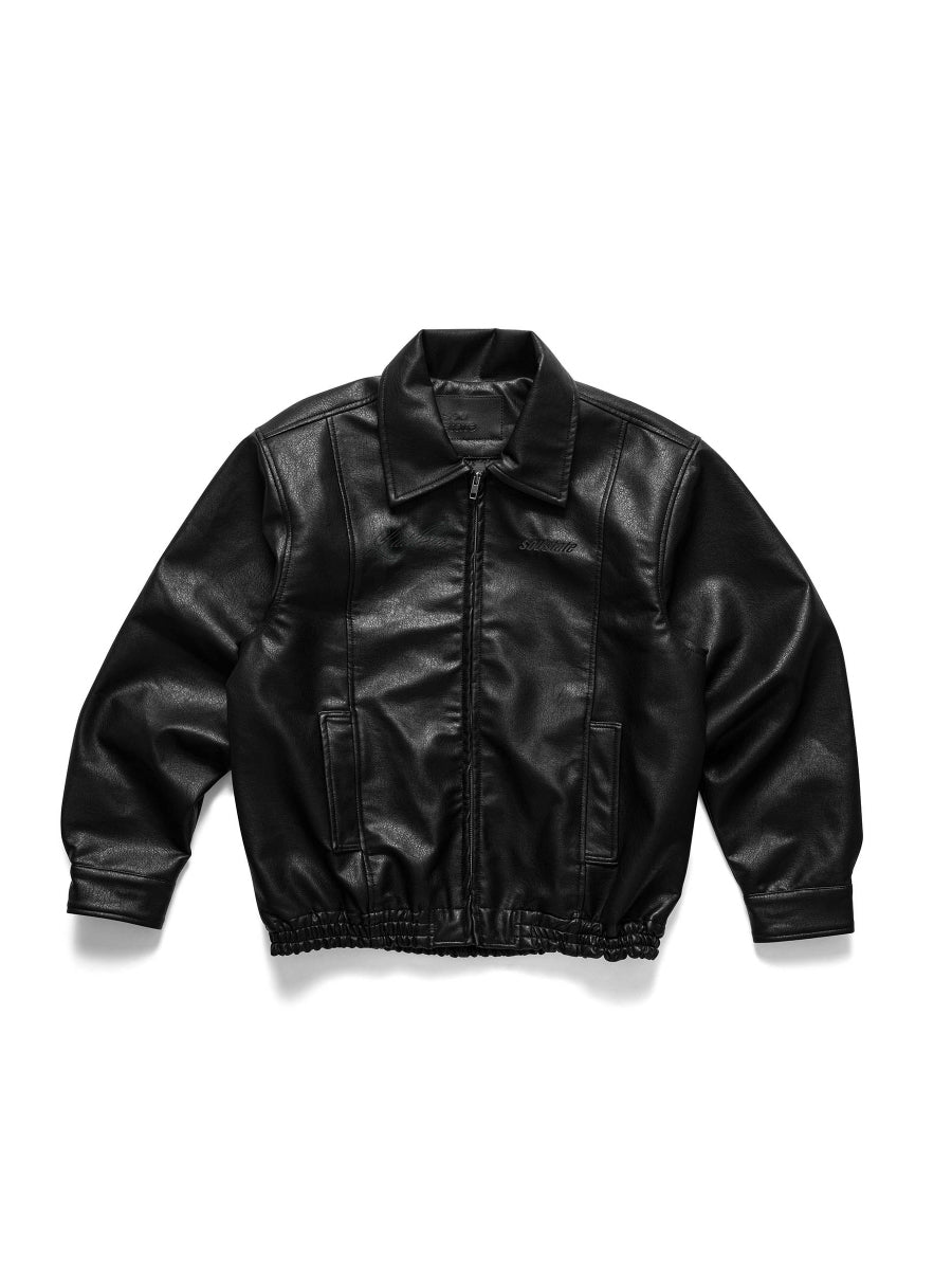 L'AILLEURS LEATHER BOMBER OVERSIZED JACKET
