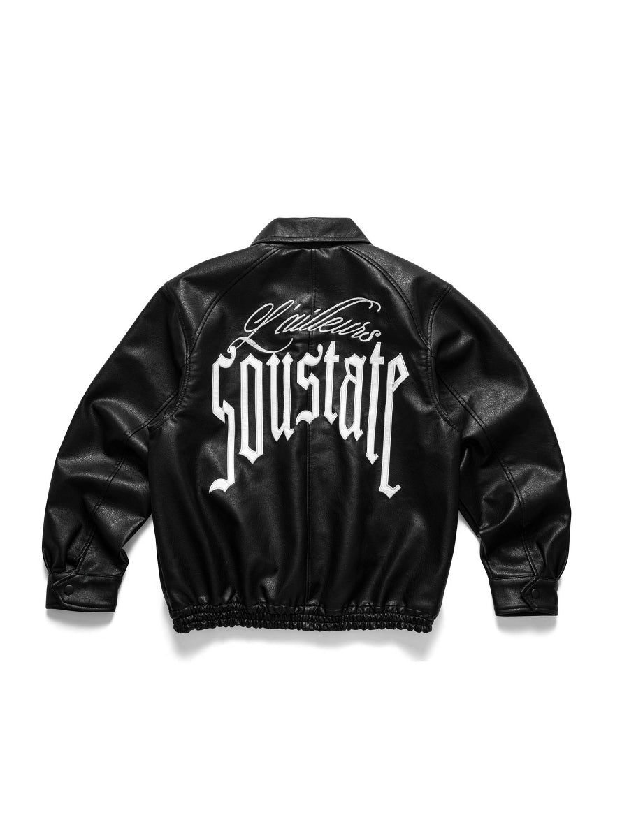 L'AILLEURS LEATHER BOMBER OVERSIZED JACKET