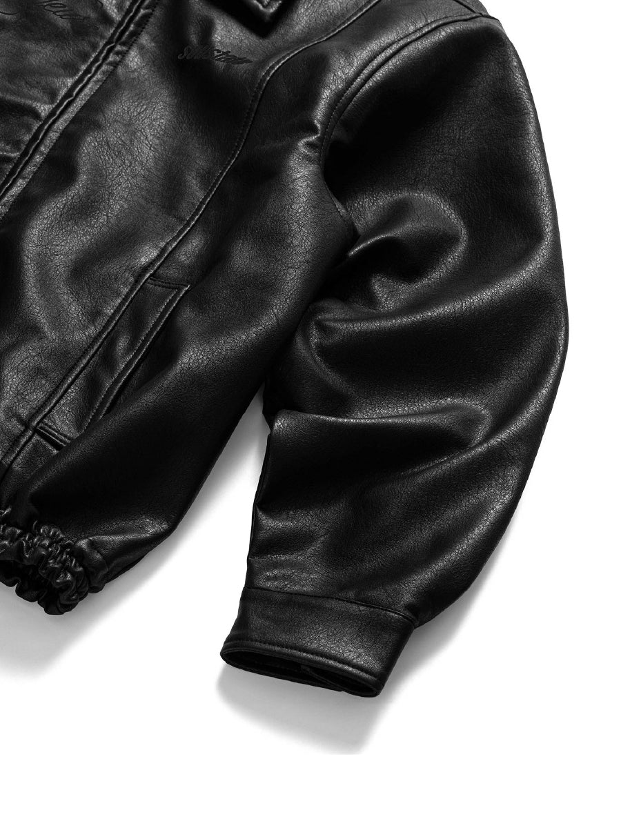 L'AILLEURS LEATHER BOMBER OVERSIZED JACKET
