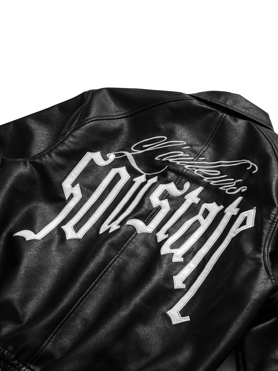 L'AILLEURS LEATHER BOMBER OVERSIZED JACKET