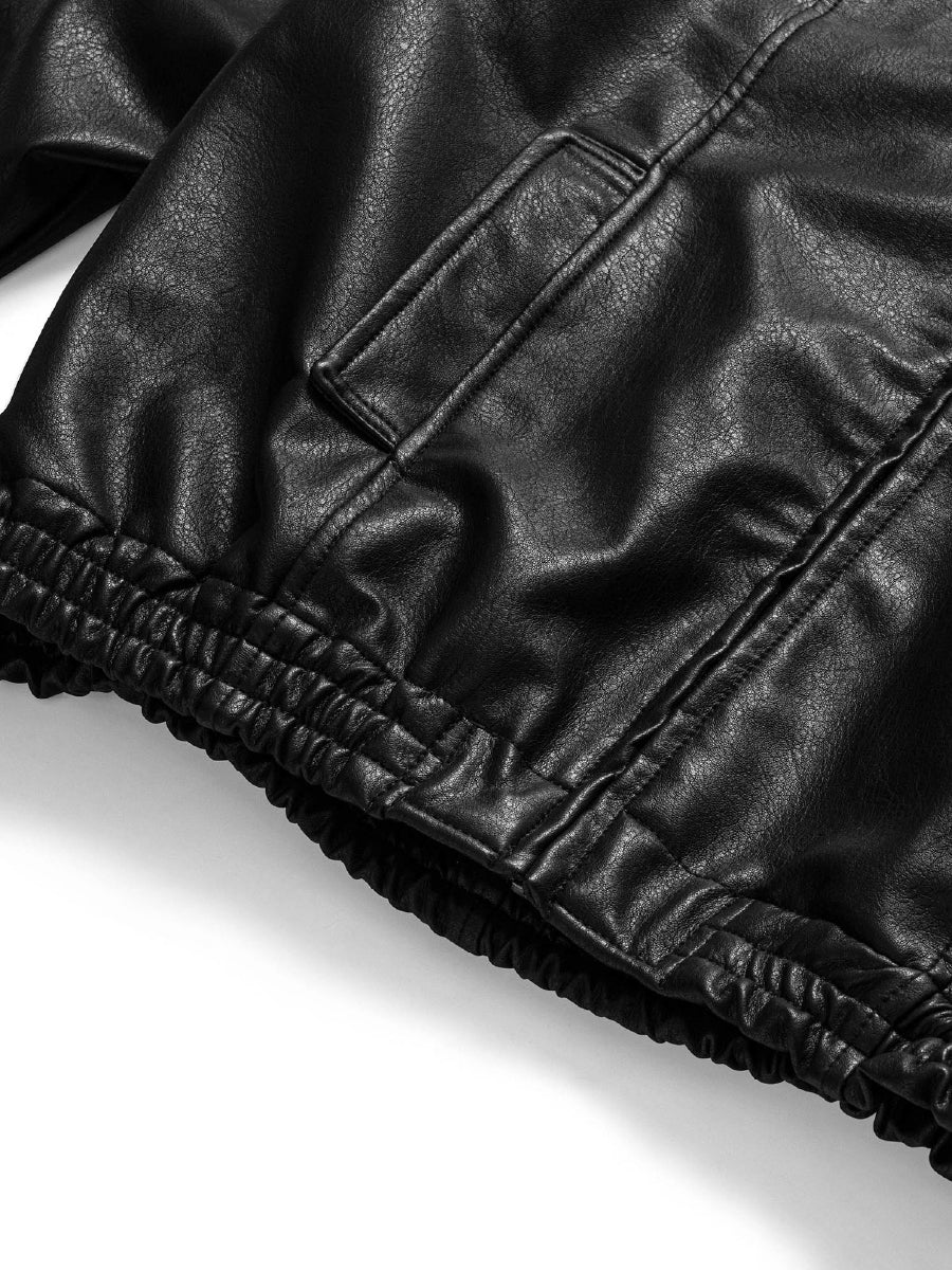 L'AILLEURS LEATHER BOMBER OVERSIZED JACKET