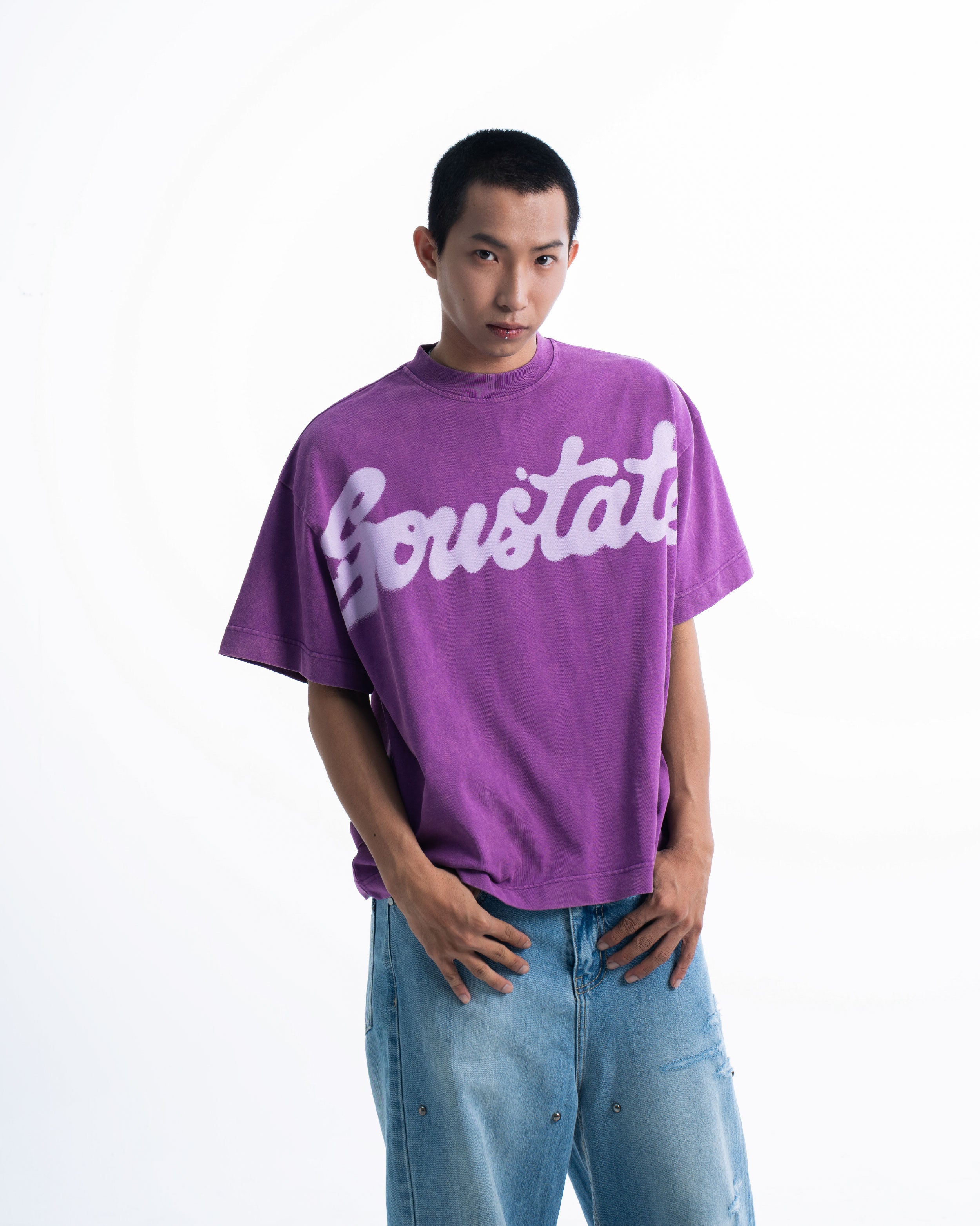 LOGO BLUR WASHED BIG BOXY T-SHIRT