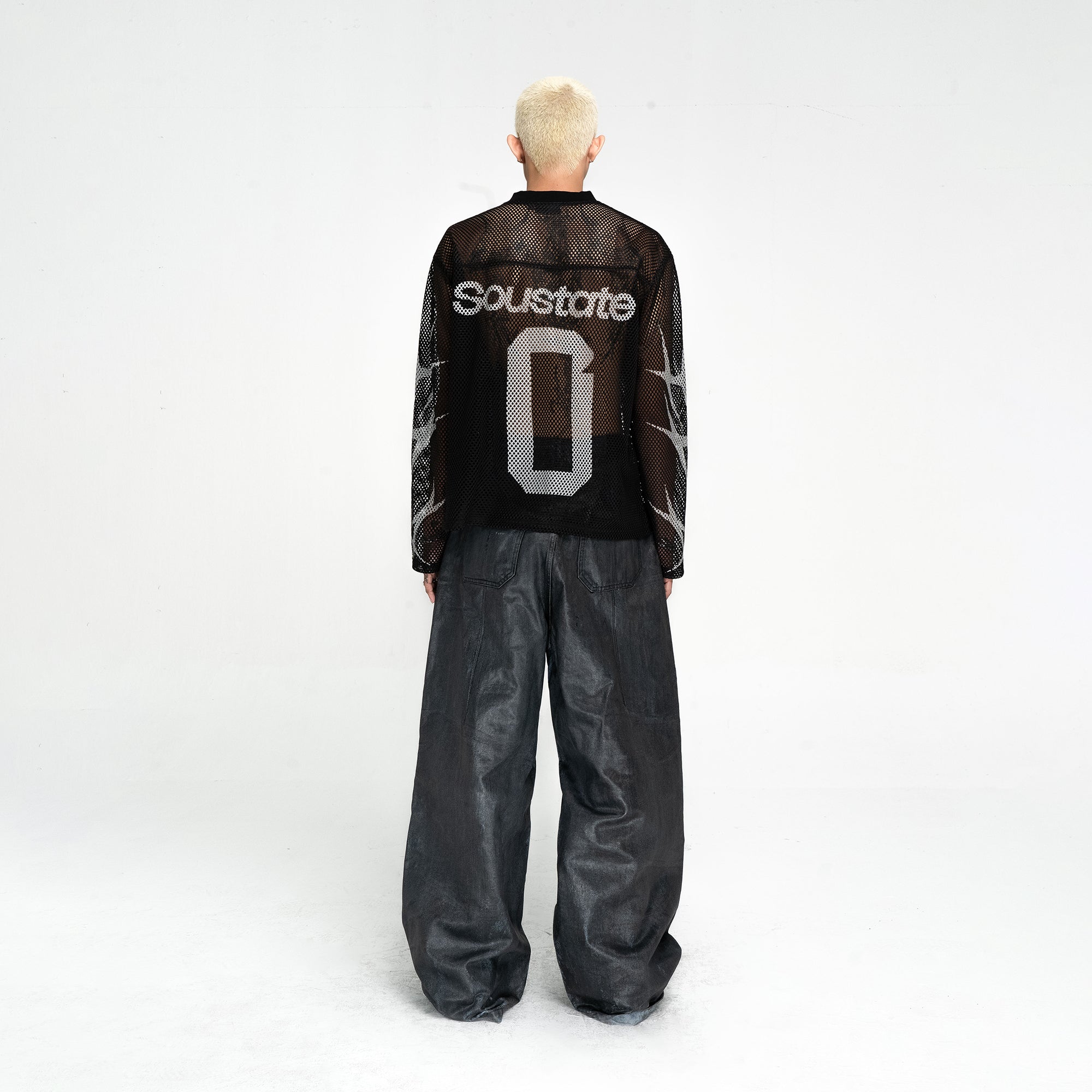 MESH JERSEY BOXY LONG SLEEVE T-SHIRT