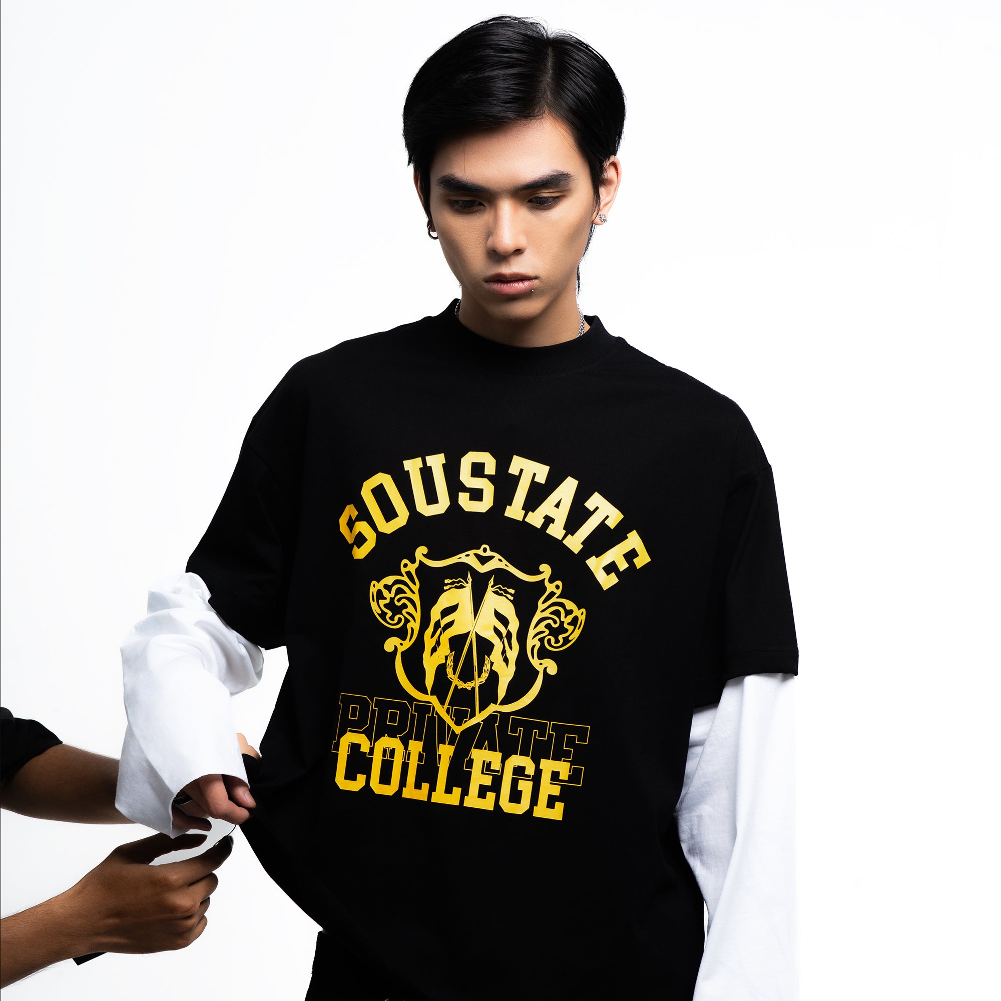 COLLEGE/NOISE MAKER LONG-SLEEVES REVERSIBLE BIG BOXY T-SHIRT