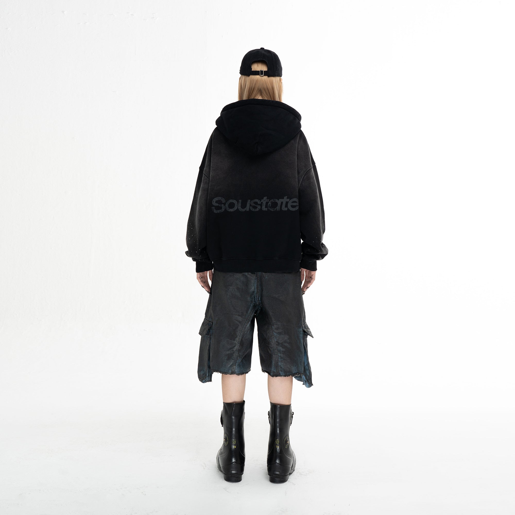 STELLAR STAR WASHED BOXY ZIP - UP HOODIE