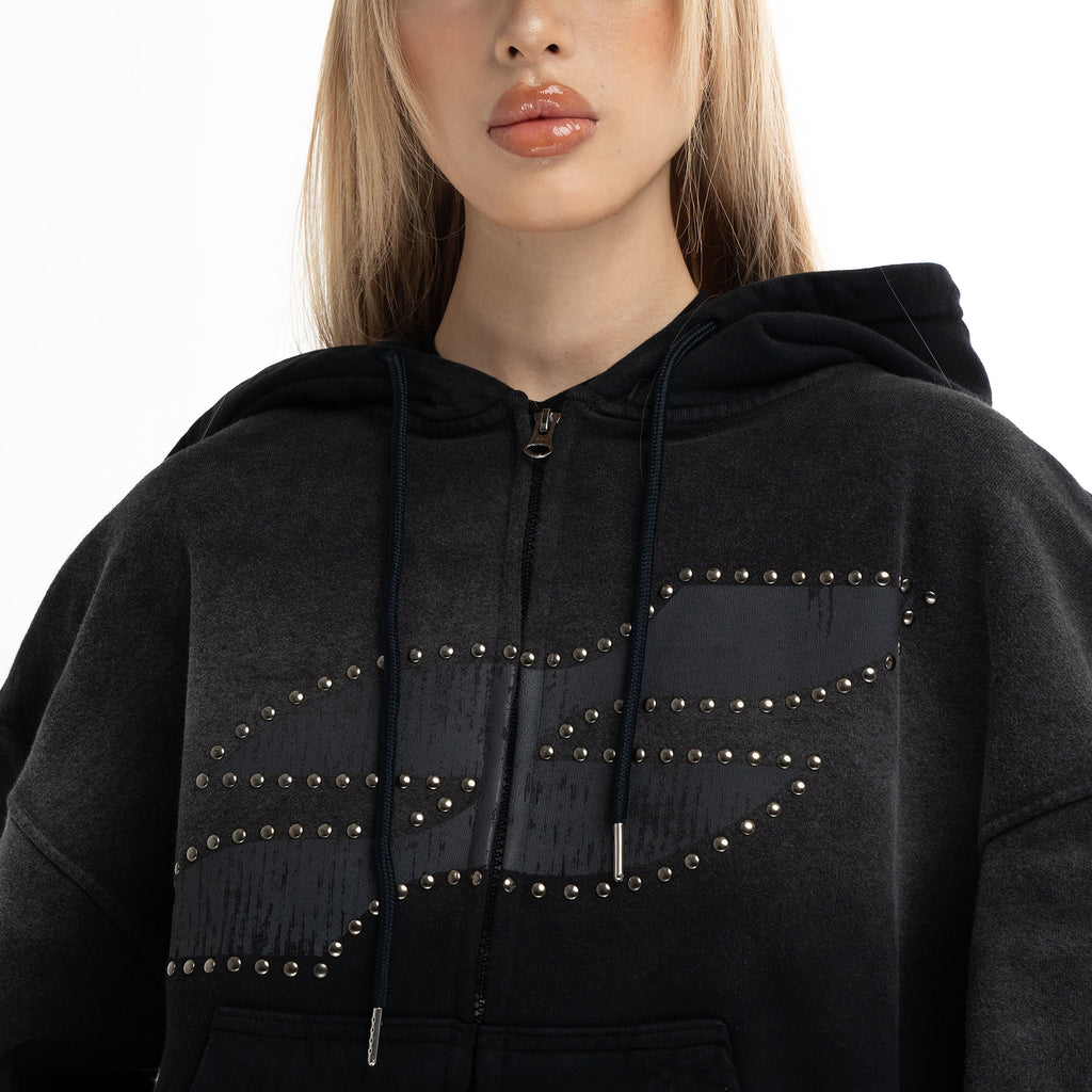 STELLAR STAR WASHED BOXY ZIP - UP HOODIE