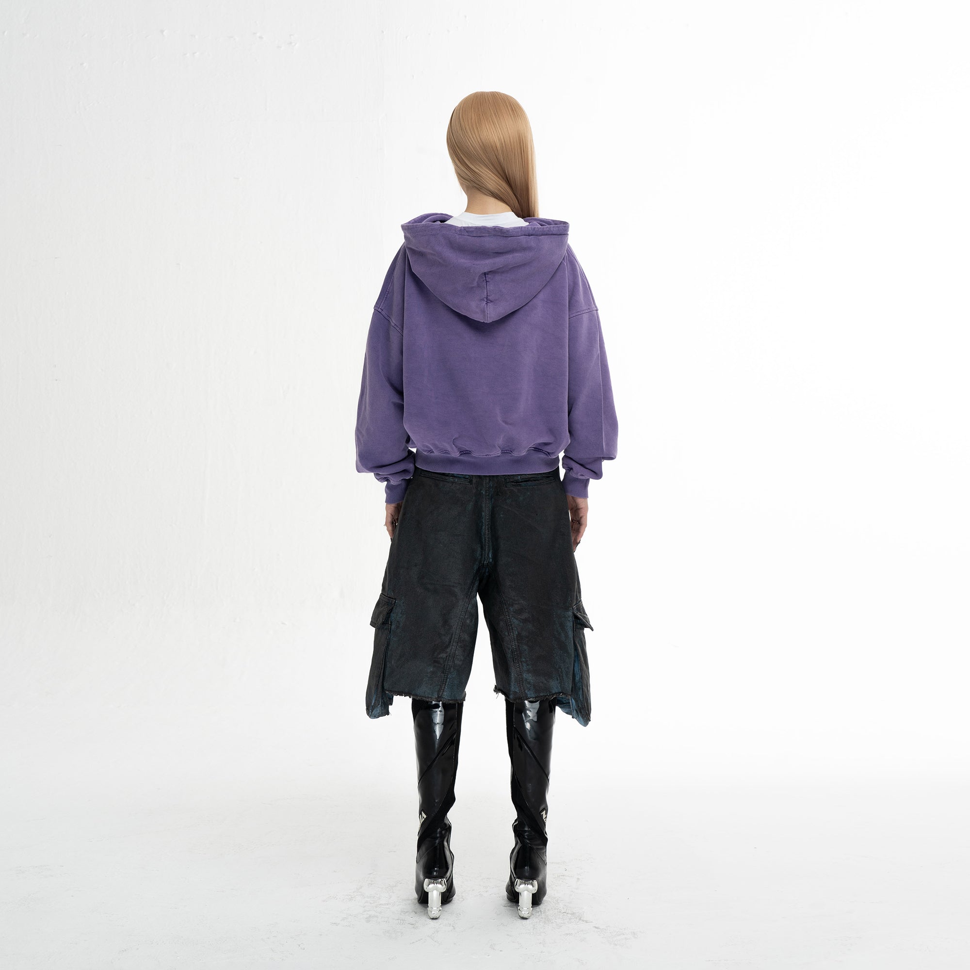 SS LOGO WASHED BOXY FIT ZIP-UP HOODIE