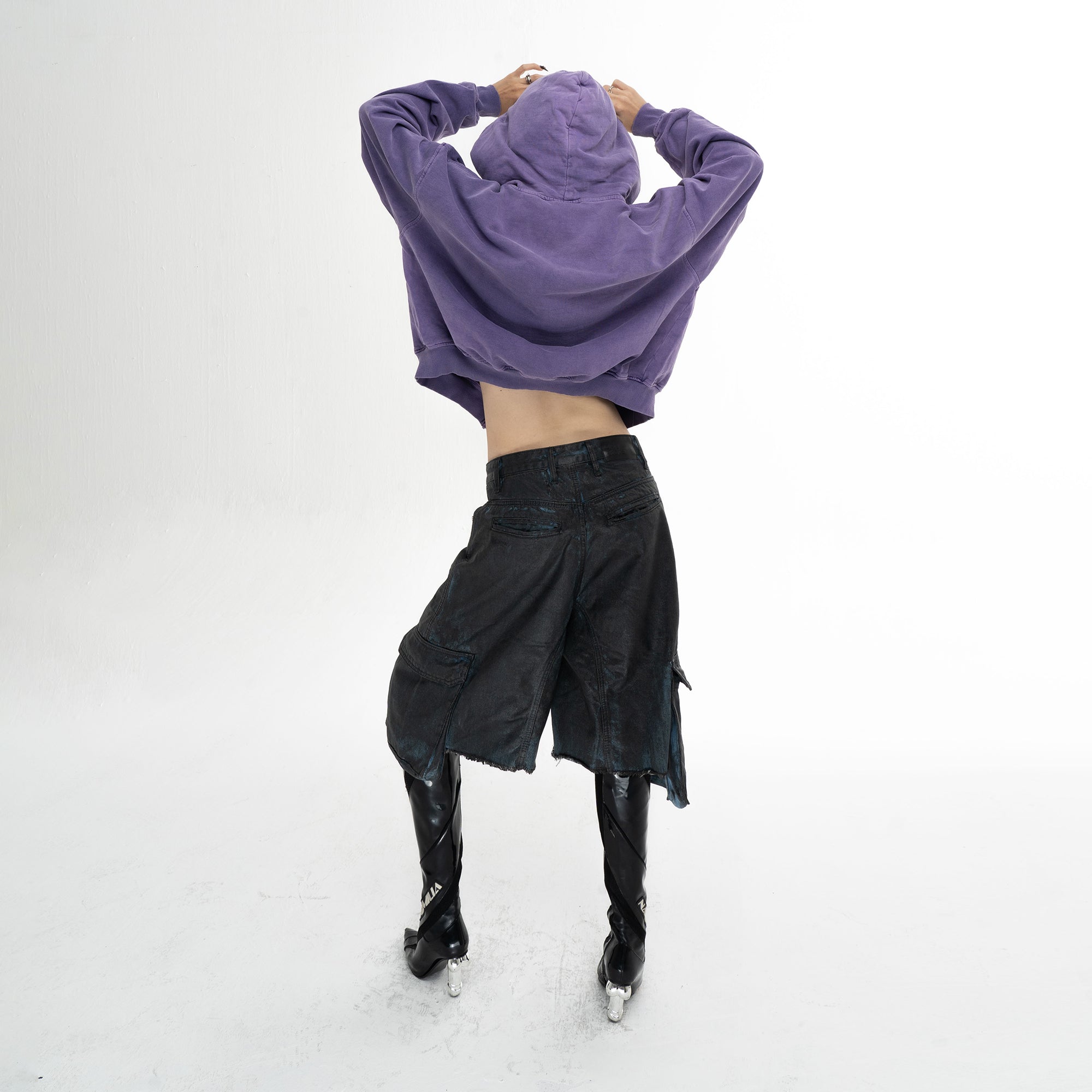 SS LOGO WASHED BOXY FIT ZIP-UP HOODIE