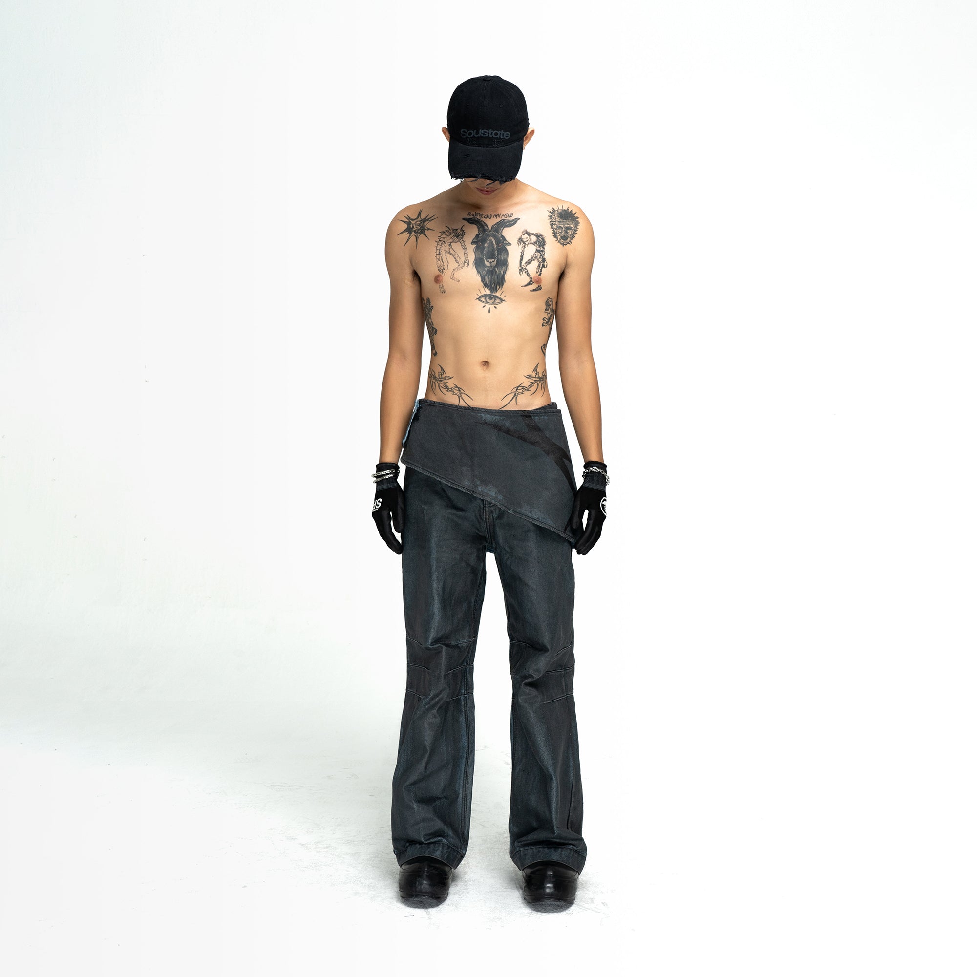 LAYERED FLARE COATED JEANS