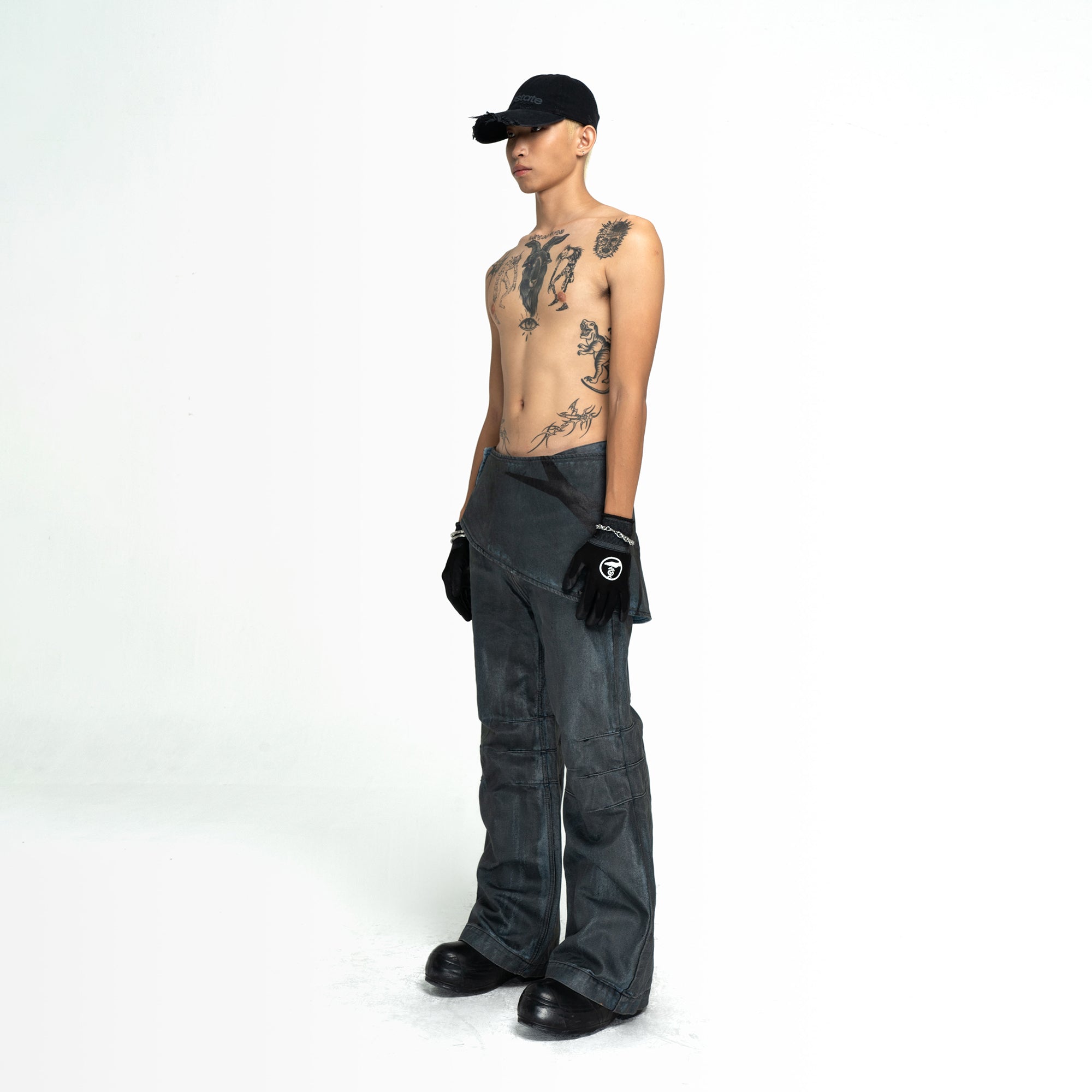 LAYERED FLARE COATED JEANS