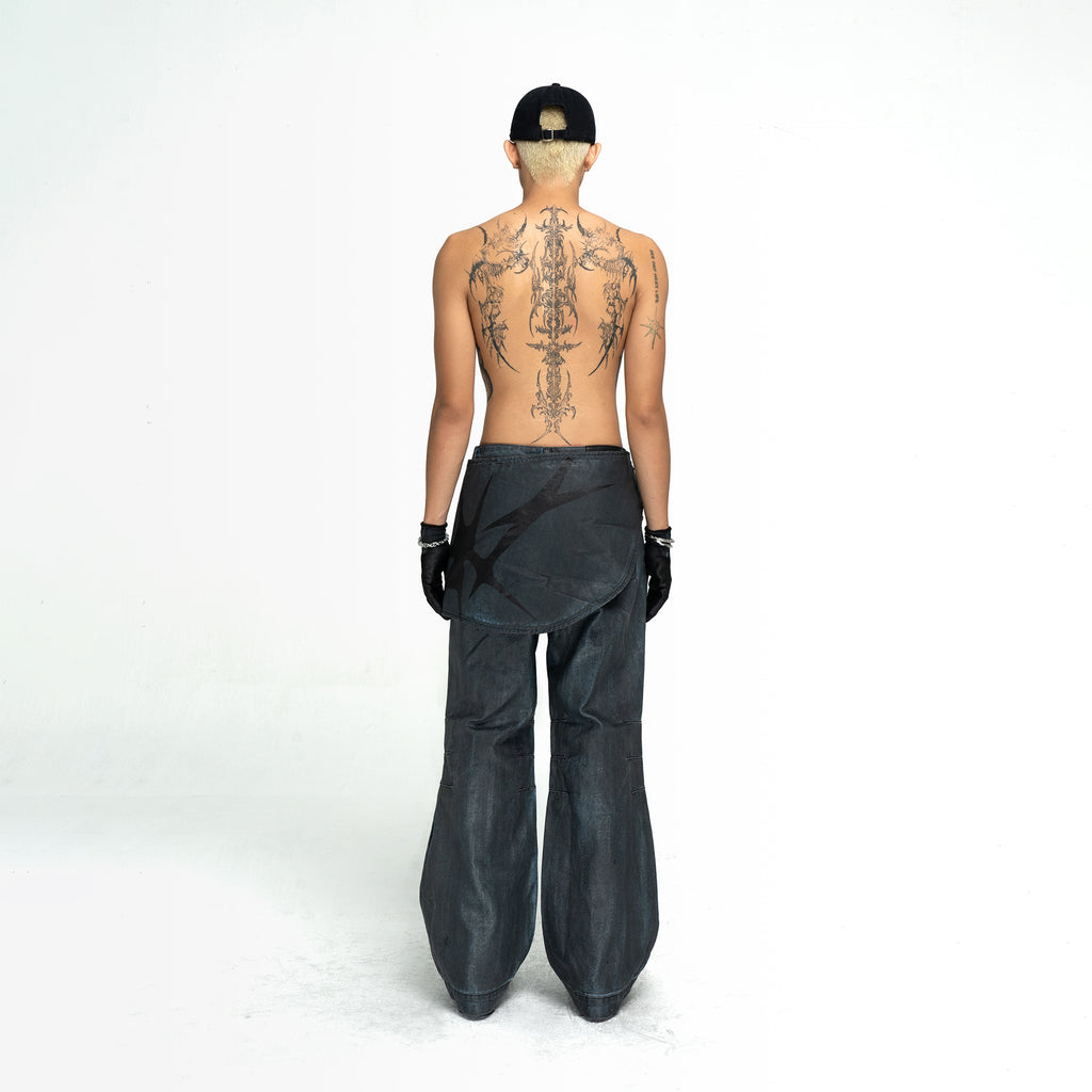 LAYERED FLARE COATED JEANS