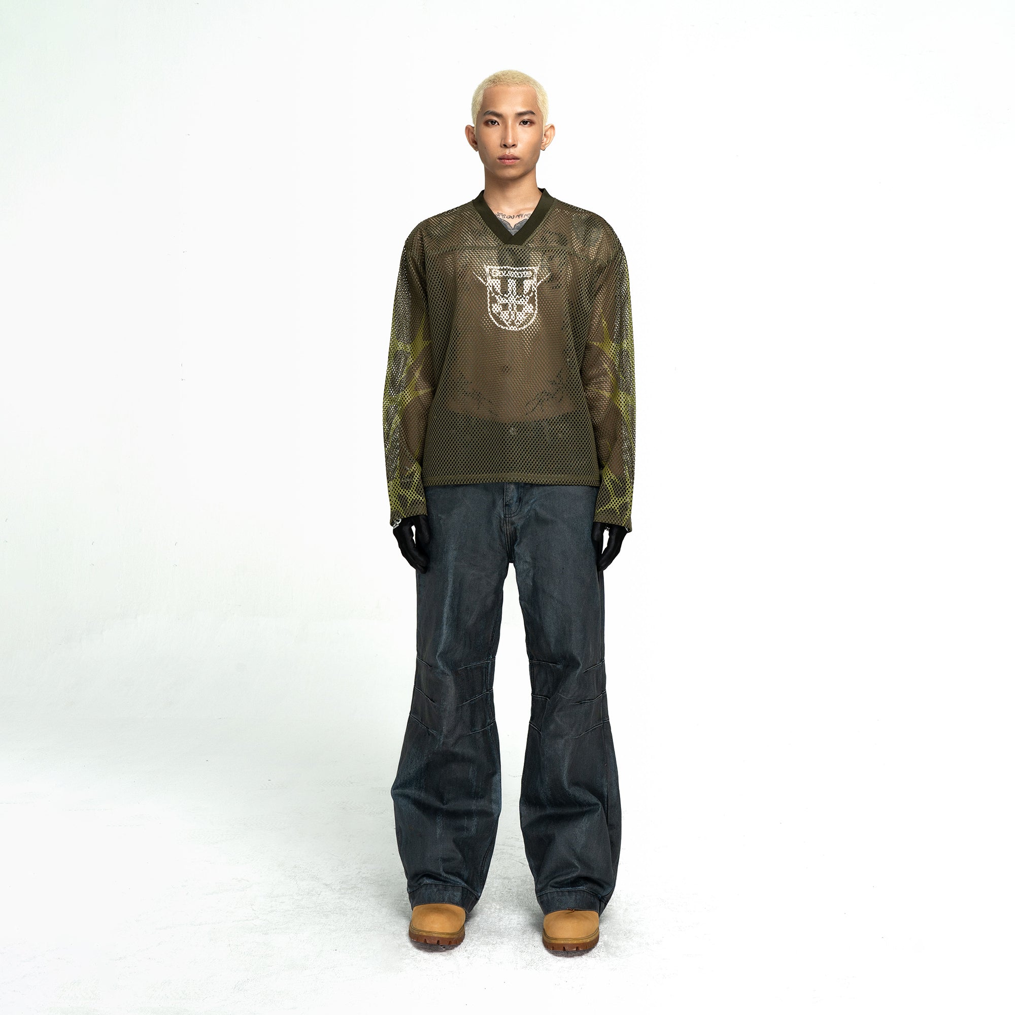 MESH JERSEY BOXY LONG SLEEVE T-SHIRT