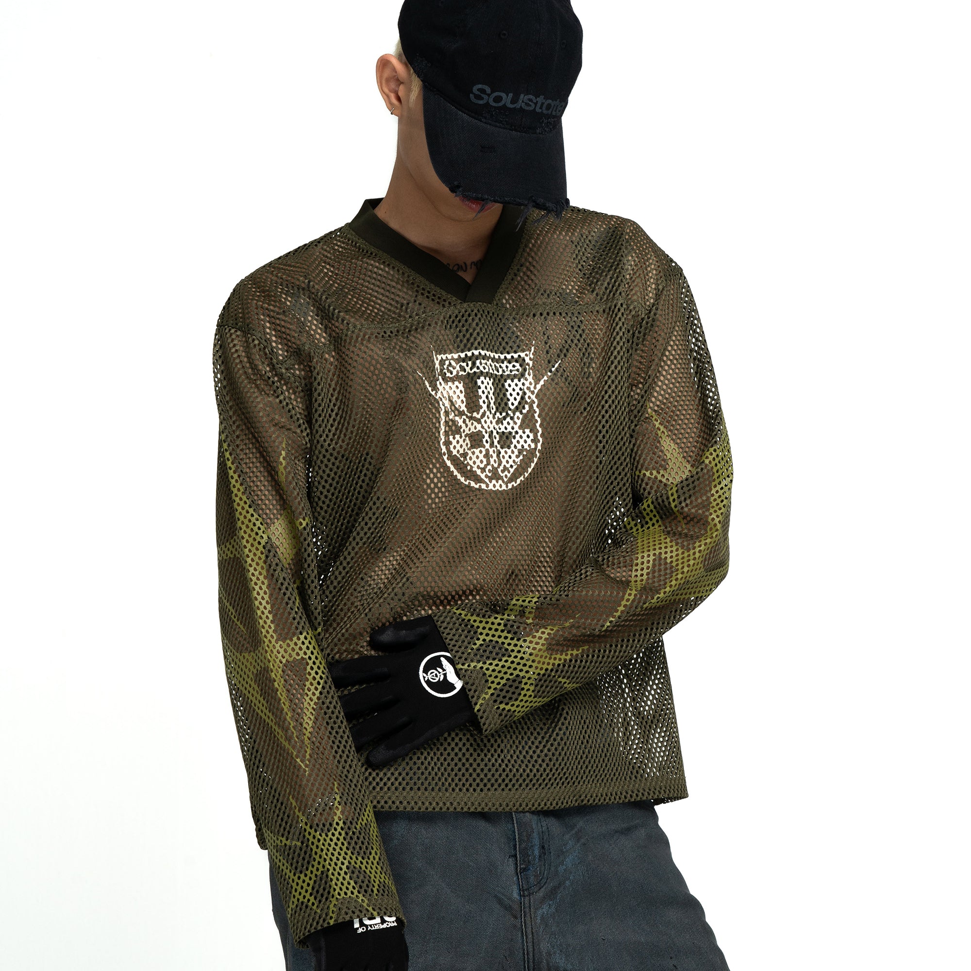 MESH JERSEY BOXY LONG SLEEVE T-SHIRT