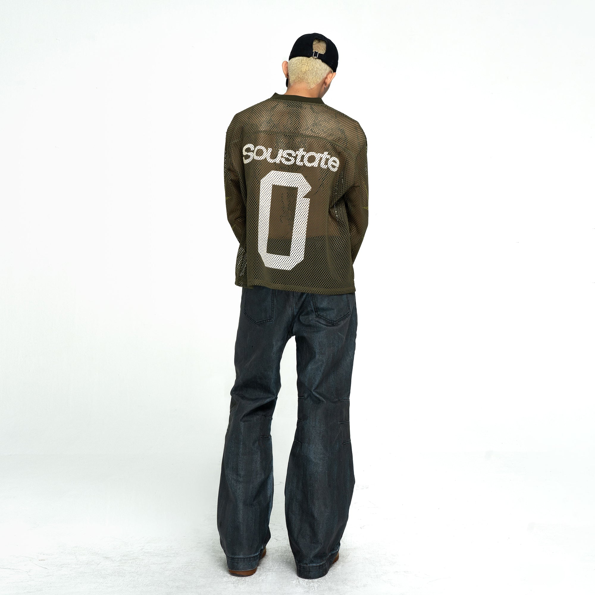 MESH JERSEY BOXY LONG SLEEVE T-SHIRT