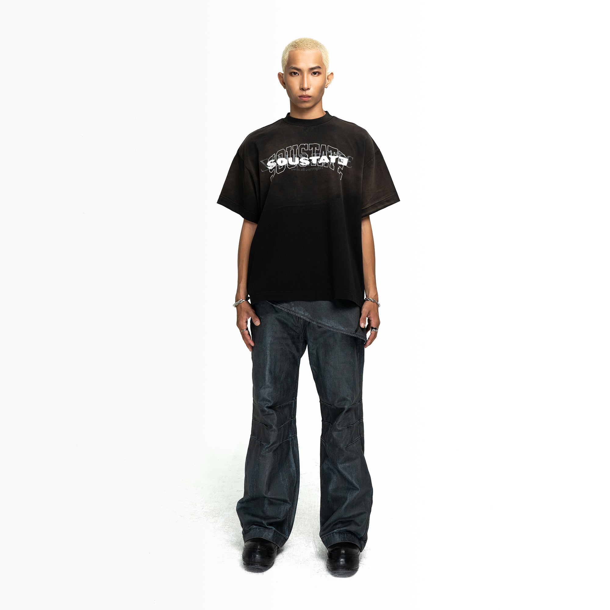 ABSTRACT TYPO WASHED BIG BOXY T-SHIRT