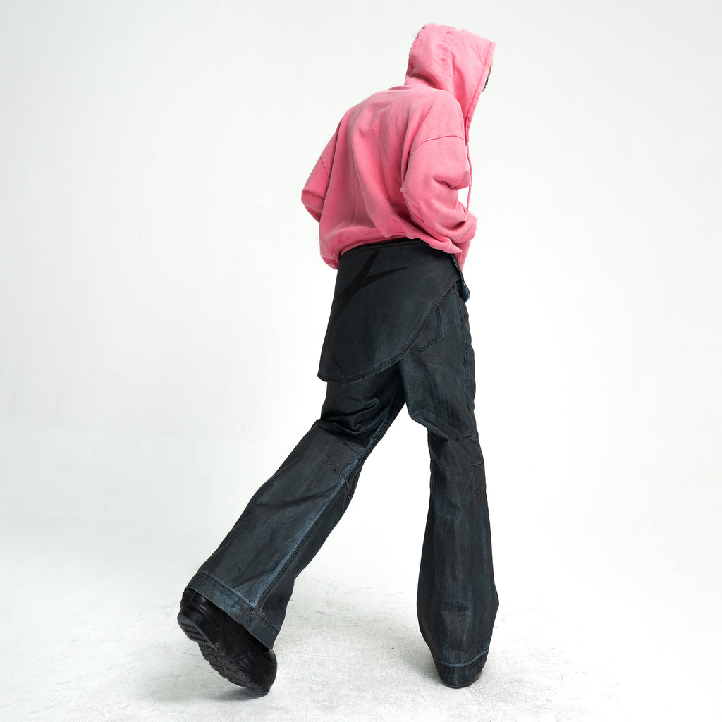 SS LOGO WASHED BOXY FIT ZIP-UP HOODIE