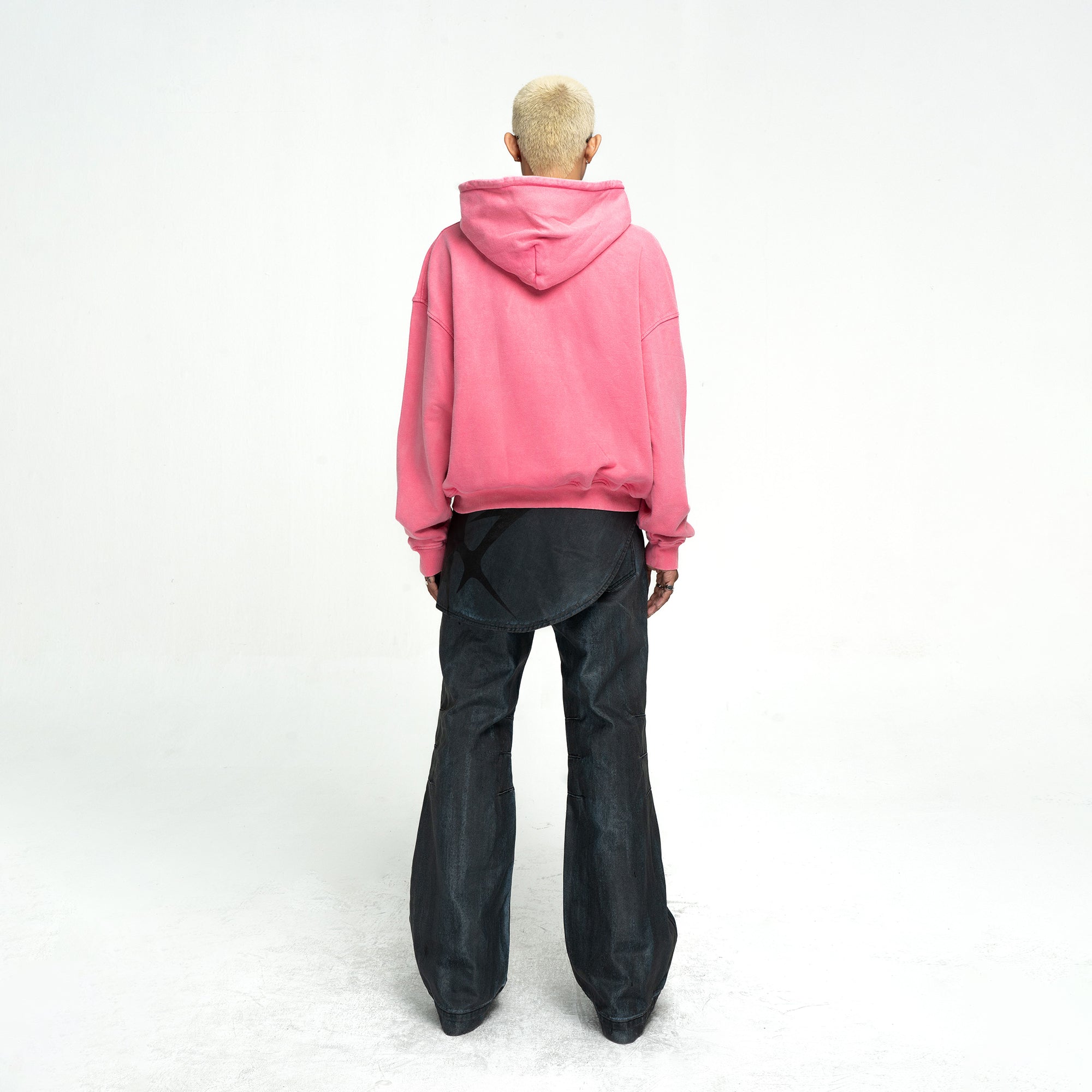 SS LOGO WASHED BOXY FIT ZIP-UP HOODIE