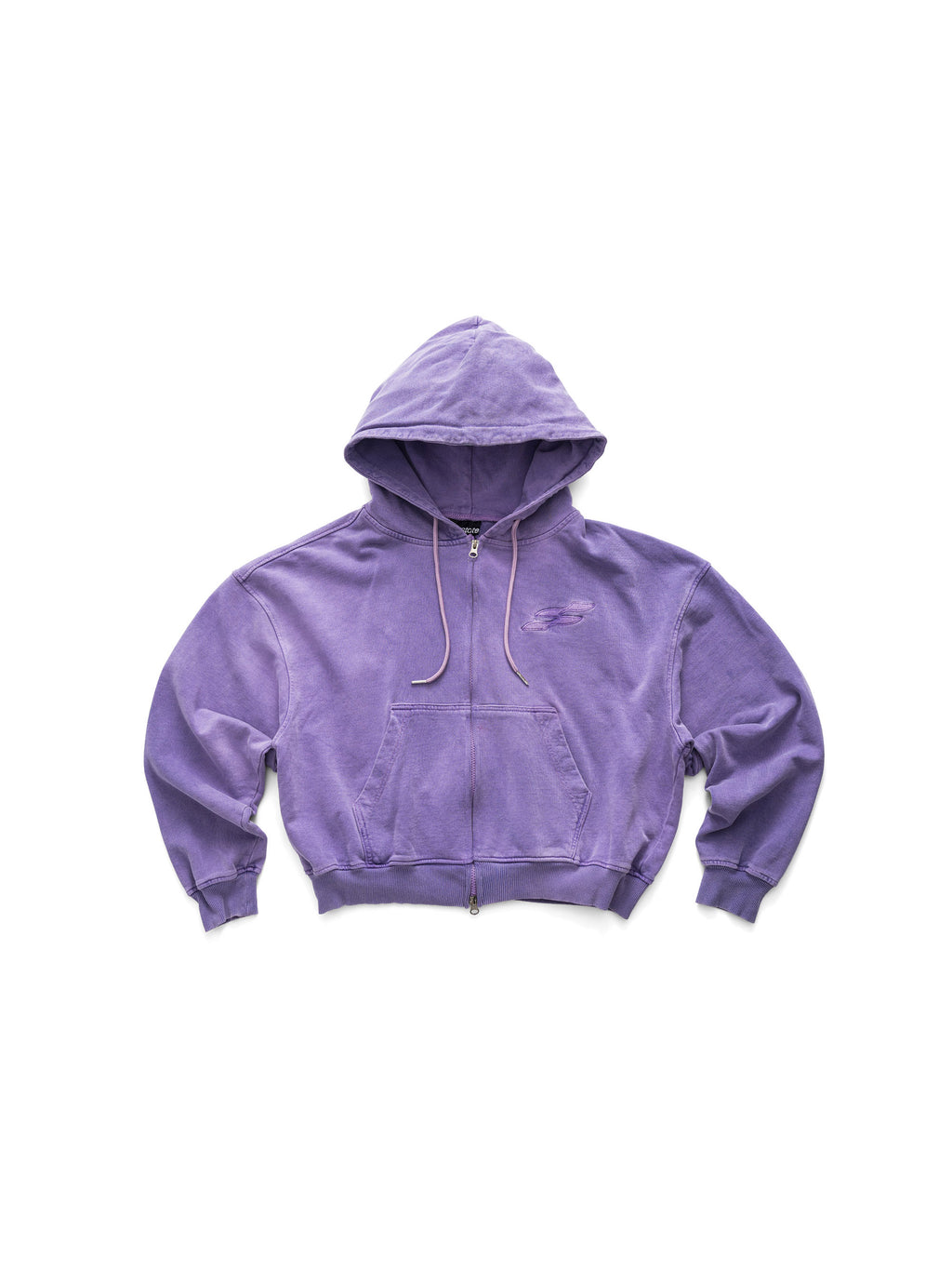 SS LOGO WASHED BOXY FIT ZIP-UP HOODIE