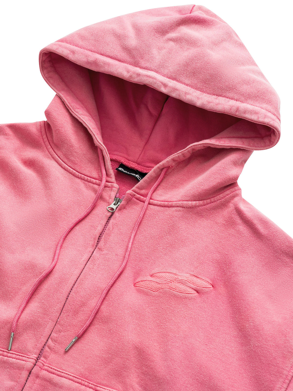 SS LOGO WASHED BOXY FIT ZIP-UP HOODIE