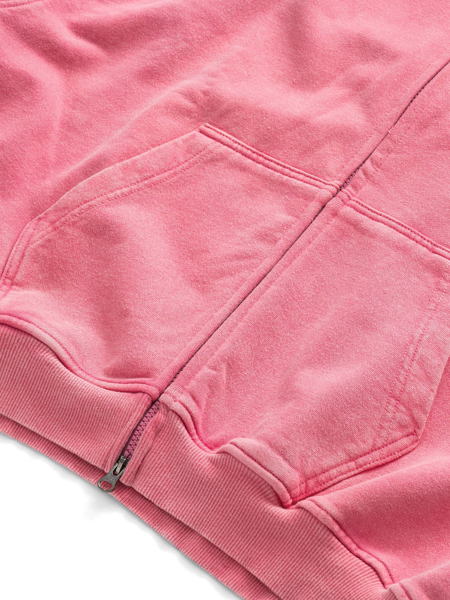 SS LOGO WASHED BOXY FIT ZIP-UP HOODIE