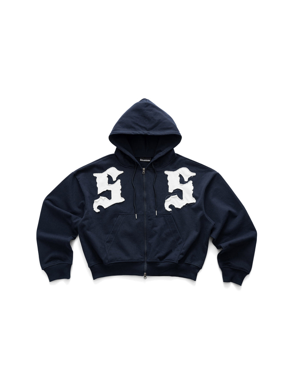 SS EMBROIDERED BOXY FIT ZIP - UP HOODIE