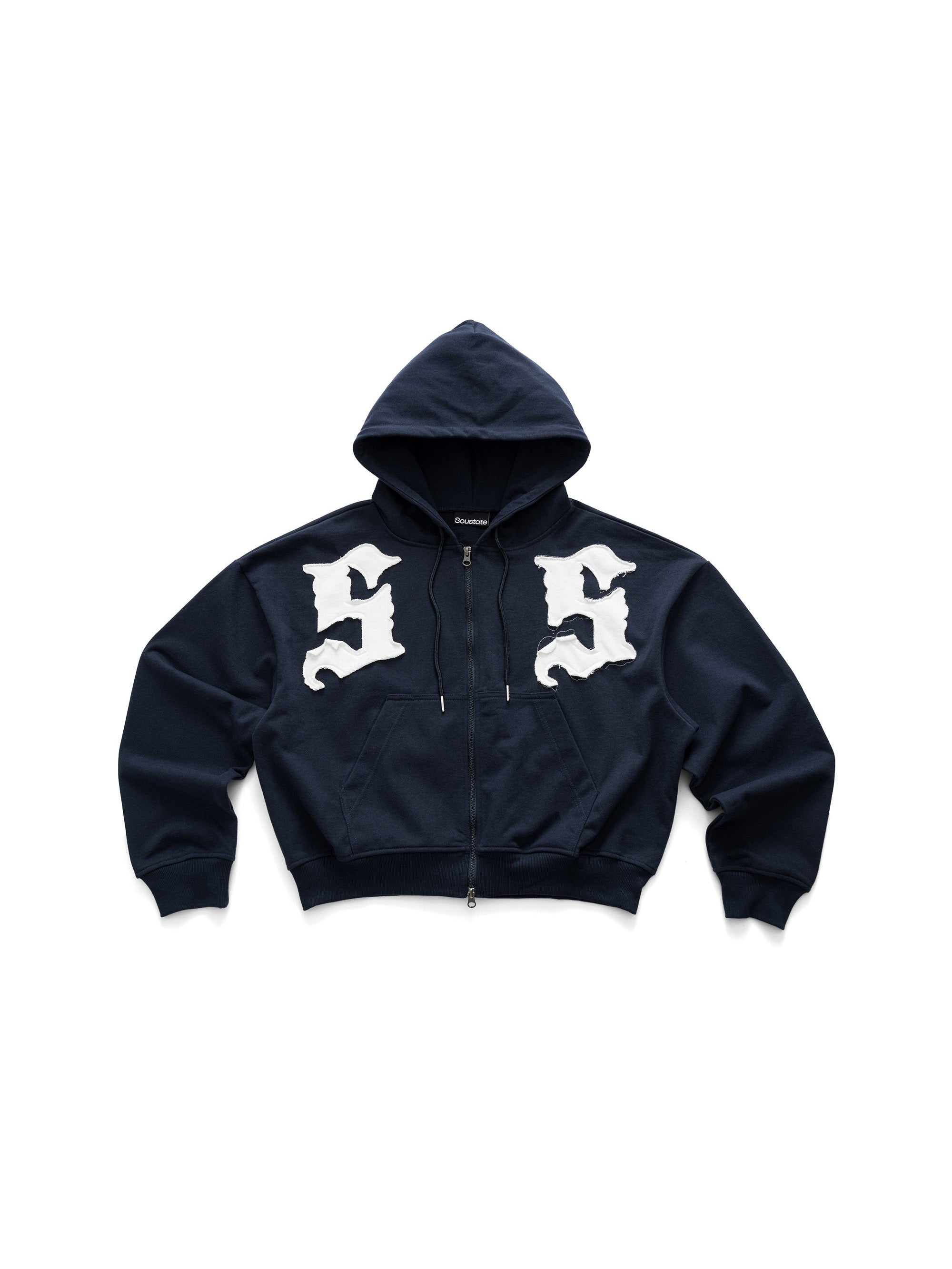 SS EMBROIDERED BOXY FIT ZIP - UP HOODIE