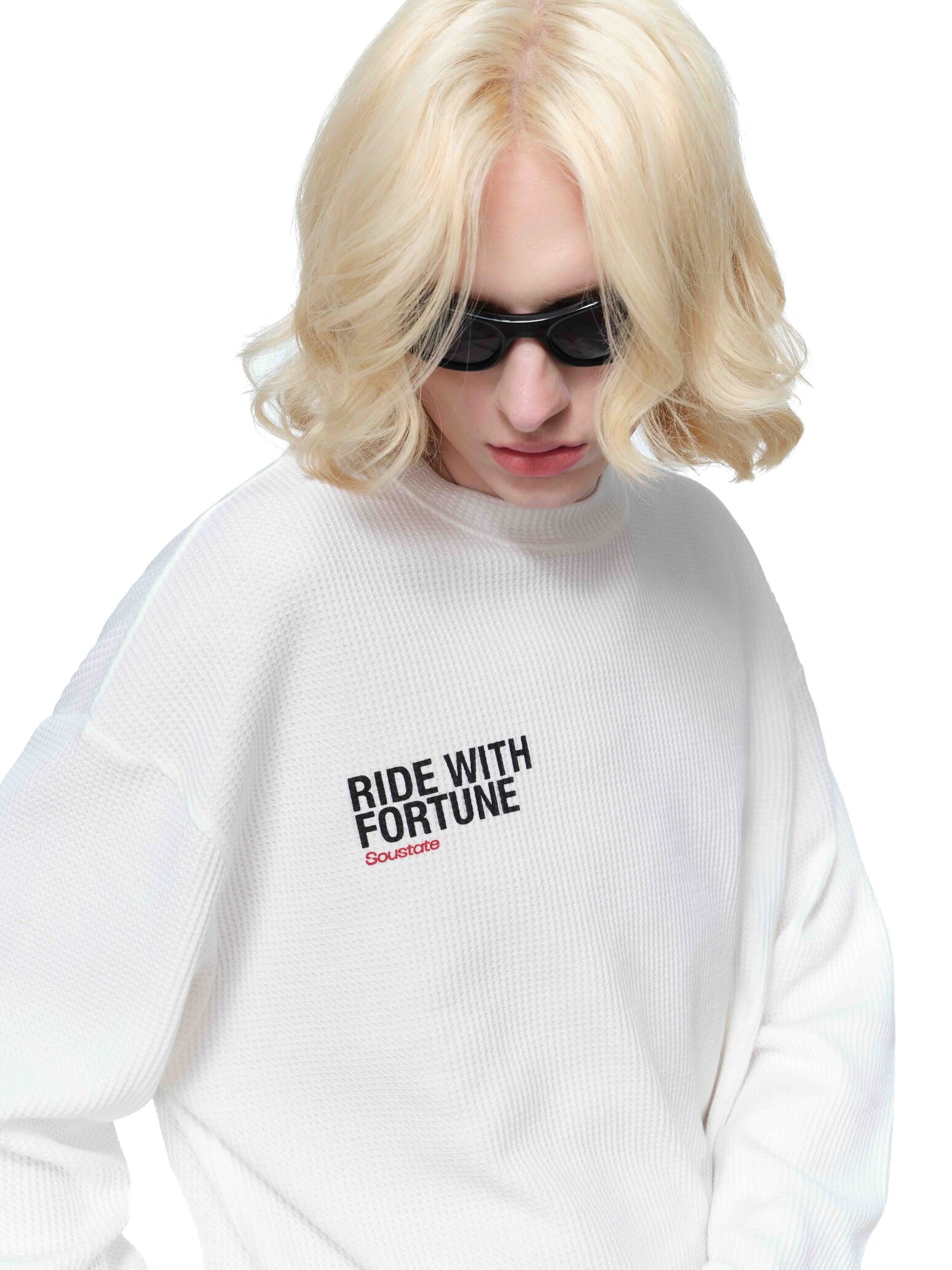 RIDE WITH FORTUNE WAFFLE LONG SLEEVES ĐEN