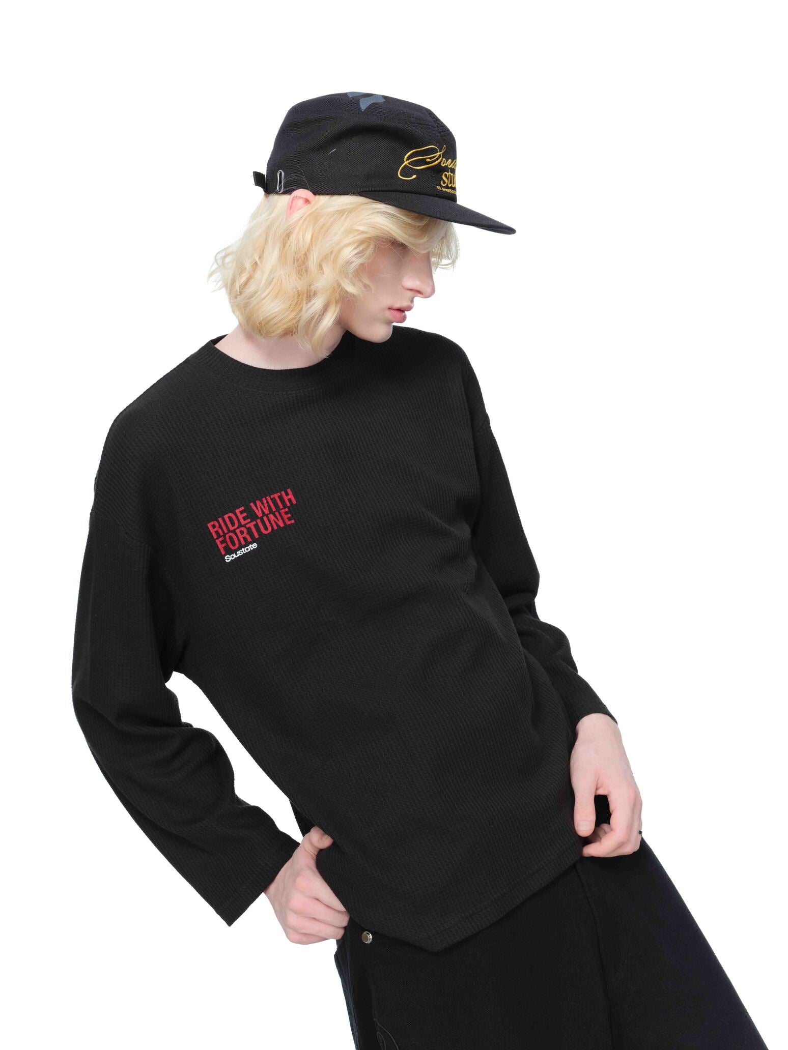 RIDE WITH FORTUNE WAFFLE LONG SLEEVES ĐEN