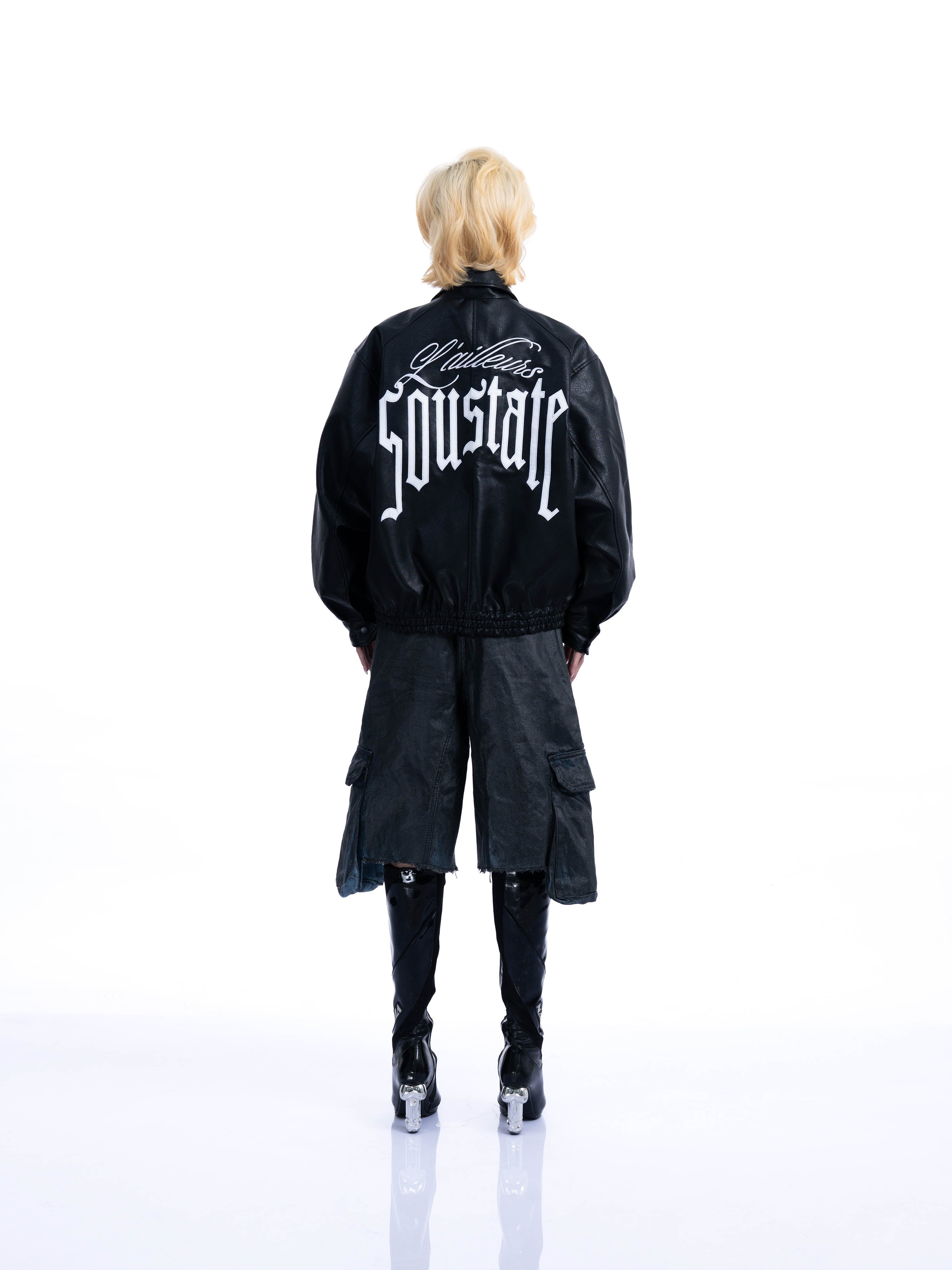 L'AILLEURS LEATHER BOMBER OVERSIZED JACKET